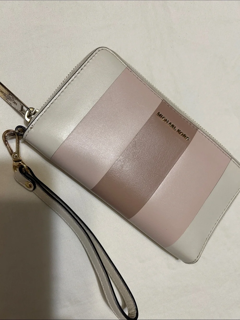 Michael Kors Tricolor Blush & Neutral Leather Wristlet